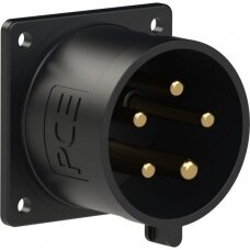 CEE-flanged plug 5x32A (3P+N+PE) 7h IP44 black 70x70